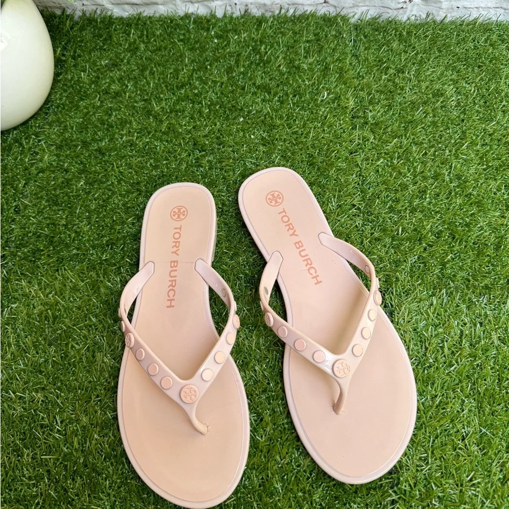 TORY BURCH Studded Jelly Sandals pink rose Size 8
